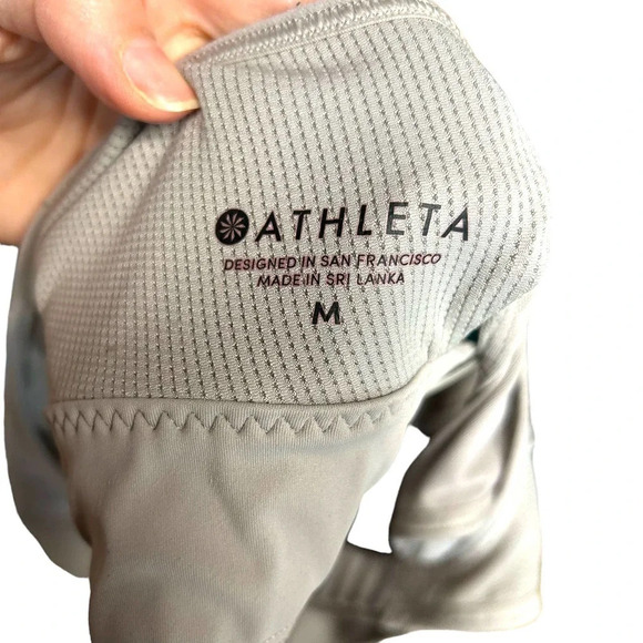 Athleta‎ Empower Sports Bra Taupe Grey Zip Front Brami Racerback Size Medium - Picture 8 of 8
